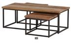 Salontafel set Casa, mangohout, 100 tot 150 cm, Nieuw, Minder dan 50 cm, Metaal