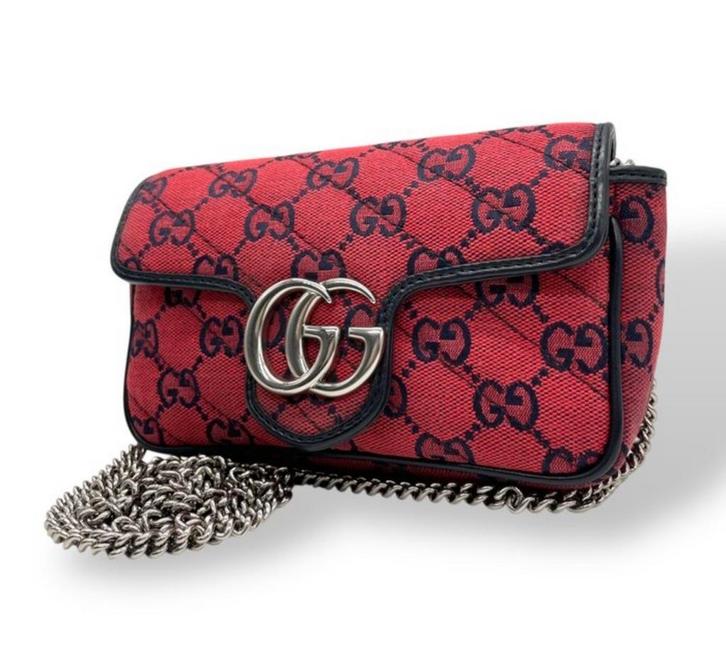 Gucci GG Marmont Mini Canvas Limited Edition, Sieraden, Tassen en Uiterlijk, Tassen | Damestassen, Gebruikt, Avondtasje, Rood