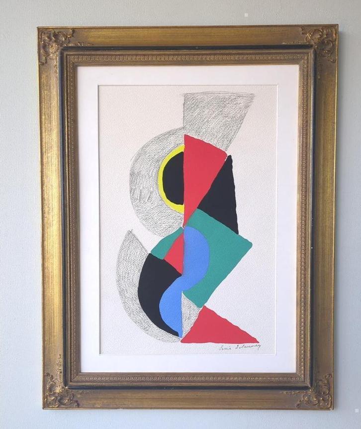 Sonia Delaunay -Compositie - Gesigneerde litho 1973, Antiek en Kunst, Kunst | Litho's en Zeefdrukken, Ophalen of Verzenden