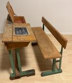 Vintage schoolbank  met inktpotjes, Ophalen