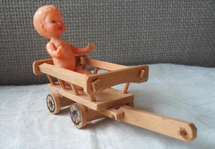 Houten bolderwagen / bolderkar voor popje of beertje., Verzamelen, Poppen, Zo goed als nieuw, Accessoires, Ophalen of Verzenden