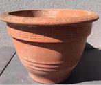 Oude grote terracotta Italiaanse Versace bloempot 43cm, Tuin en Terras, Bloempotten, Gebruikt, 40 cm of meer, Rond, Minder dan 40 cm