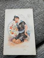 Art deco dame met waaier, Ophalen of Verzenden, Voor 1920, Overige thema's