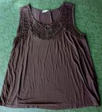 Ulla Popken bruin shirt met mooie decoratieve halslijn 50/52, Bruin, Ulla Popken, Zo goed als nieuw, Shirt of Top