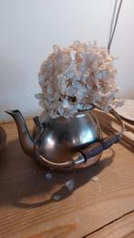 Vintage messing theepot met houten handvat, Ophalen of Verzenden, Koper