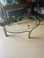 Ovale glazen tafel, Huis en Inrichting, Tafels | Salontafels, Ophalen, 50 tot 100 cm, Minder dan 50 cm, Ovaal