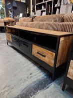 TV Dressoir Kirby 180 cm Mangohout/Metaal, 150 tot 200 cm, Nieuw, Ophalen of Verzenden, Metaal