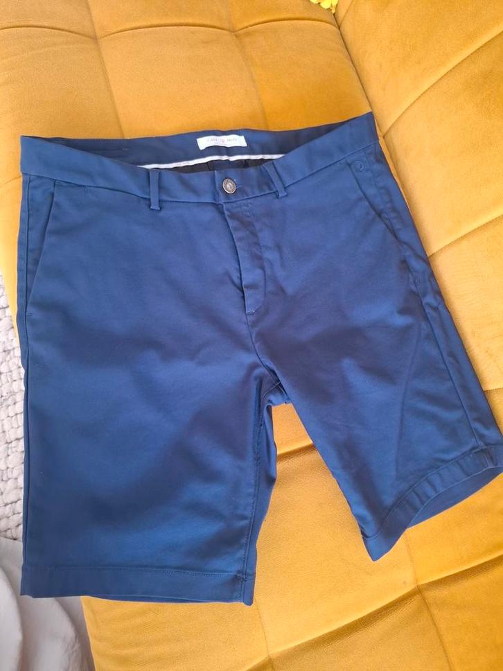 Cast Iron Korte Chino - Maat W35, Kleding | Heren, Broeken en Pantalons, Nieuw, Blauw, Ophalen