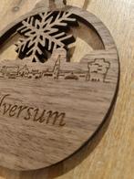 Houten Kerstbal skyline Hilversum - Notenhout - 9cm, Ophalen of Verzenden, Nieuw