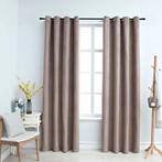 Gordijn verduisterend met metalen ringen 2 st 140x245 cm €50, 200 cm of meer, Beige, Nieuw, Ophalen of Verzenden