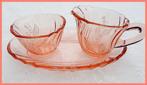 Vintage roomstel glas melkkannetje suikerpotje, Ophalen of Verzenden