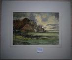 AQUAREL * BOERDERIJ IN DE POLDER * Gesigneerd *, Antiek en Kunst, Ophalen of Verzenden