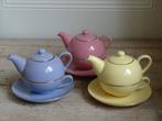 3x Tea-for-one, RIVERDALE, pastelkleur met goudbiesje, gaaf, Overige typen, Ophalen of Verzenden, Zo goed als nieuw, Effen