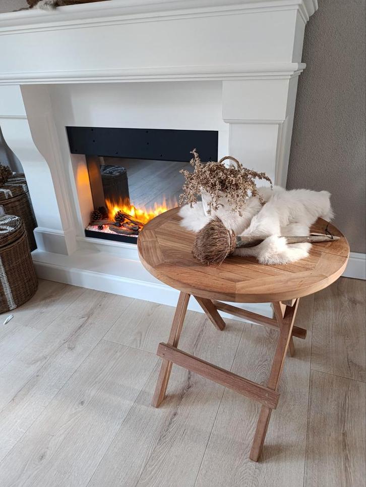 Teakhouten bistro tafeltjes rond & vierkant nieuw., Tuin en Terras, Tuintafels, Nieuw, Rond, Hout, Ophalen of Verzenden