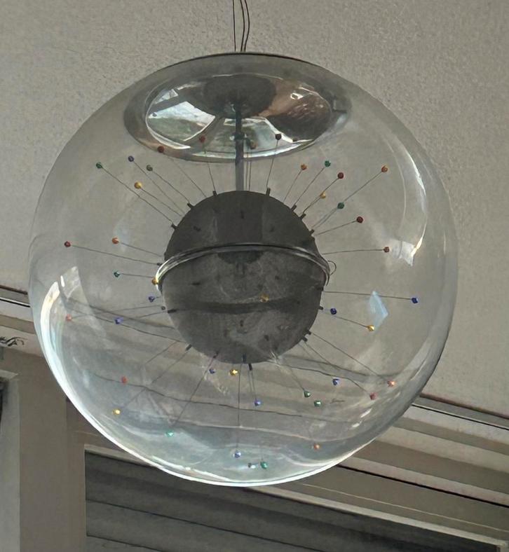 Design hanglamp, Huis en Inrichting, Lampen | Hanglampen, Zo goed als nieuw, 75 cm of meer, Glas, Ophalen