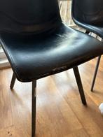 4 Zwarte Leren Eettafelstoelen - Gebruikt, Huis en Inrichting, Stoelen, Ophalen, Gebruikt, Zwart, Leer