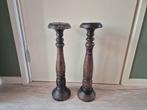 2 houten kandelaren, Ophalen, Zo goed als nieuw