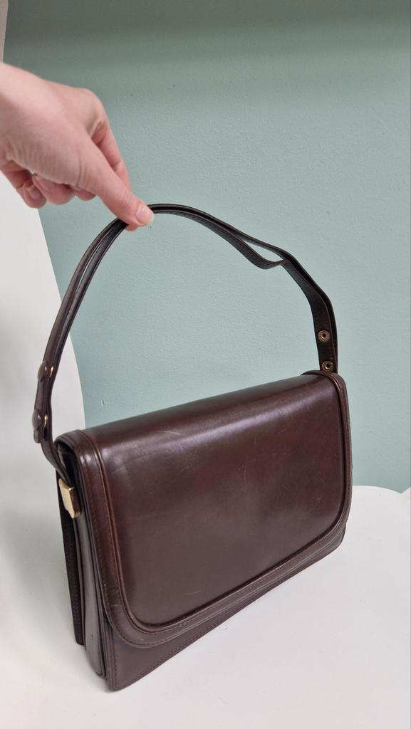 Leren tas van La moda, Sieraden, Tassen en Uiterlijk, Tassen | Schoudertassen, Gebruikt, Bruin, Ophalen of Verzenden