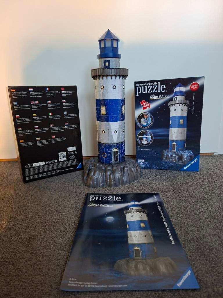 Ravensburger 3D puzzel vuurtoren met verlichting., Ophalen of Verzenden, Meer dan 50 stukjes, Zo goed als nieuw, 6 jaar of ouder
