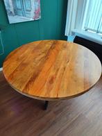 Mango houten tafel 1,40m breed, Ophalen, Gebruikt, Rond, 75 cm of meer