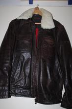 Donar leren heren jas met bontkraag, Maat 52/54 (L), Bruin, Ophalen of Verzenden, Zo goed als nieuw