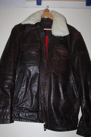 Donar leren heren jas met bontkraag beschikbaar voor biedingen