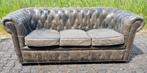 Chesterfield vintage bank grijs antraciet leer + BEZORGING, Gebruikt, Chesterfield, Leer, Ophalen of Verzenden