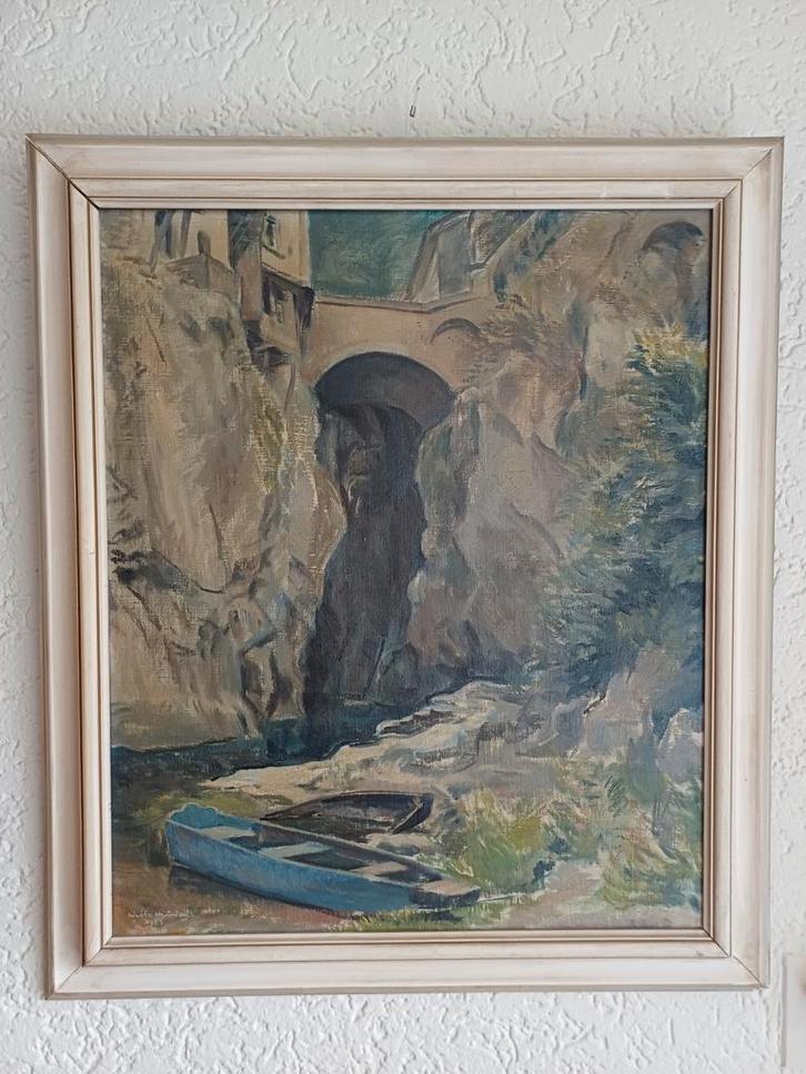 Wibbo Hartman - Landschap met Kloof en Brug (1983), Antiek en Kunst, Kunst | Schilderijen | Klassiek, Ophalen