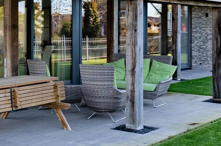 5 persoons loungeset met kussens, Tuin en Terras, Tuinsets en Loungesets, Gebruikt, Loungeset, Kunststof, 5 zitplaatsen, Bank