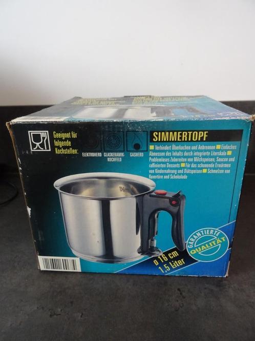 Bain-Marie pan nieuw au bain-marie kookpan RVS 1,5 liter, Huis en Inrichting, Keuken | Potten en Pannen, Nieuw, Kookpan of Snelkookpan