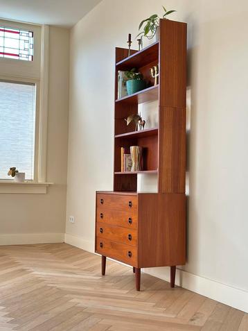 Vintage wandmeubel teak hout 3-delig jaren 50/60/70 beschikbaar voor biedingen