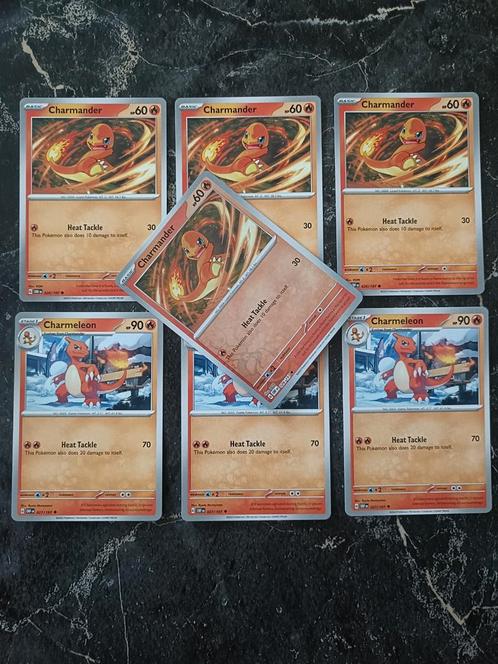 | SET | 6 Kaarten Charmander & Charmeleon - Obsidian Flames, Hobby en Vrije tijd, Verzamelkaartspellen | Pokémon, Zo goed als nieuw