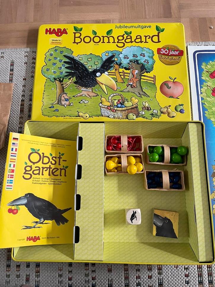 Haba boomgaard - gezelschapsspel, Hobby en Vrije tijd, Gezelschapsspellen | Bordspellen, Zo goed als nieuw, Vijf spelers of meer