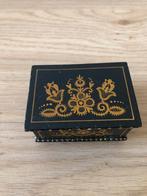 Zwart met goud postzegel doosje met deksel van hout, Antiek en Kunst, Ophalen of Verzenden