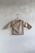 Shirtje met Overslag Lichtbruin Sweet & Soft mt 68 (4456), Kinderen en Baby's, Babykleding | Maat 68, Jongetje of Meisje, Ophalen of Verzenden