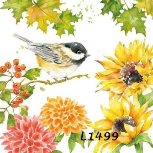 Servetten decoupage/bullet journal– Koolmees + bloemen L1499, Hobby en Vrije tijd, Knutselen, Nieuw, Materiaal, Verzenden