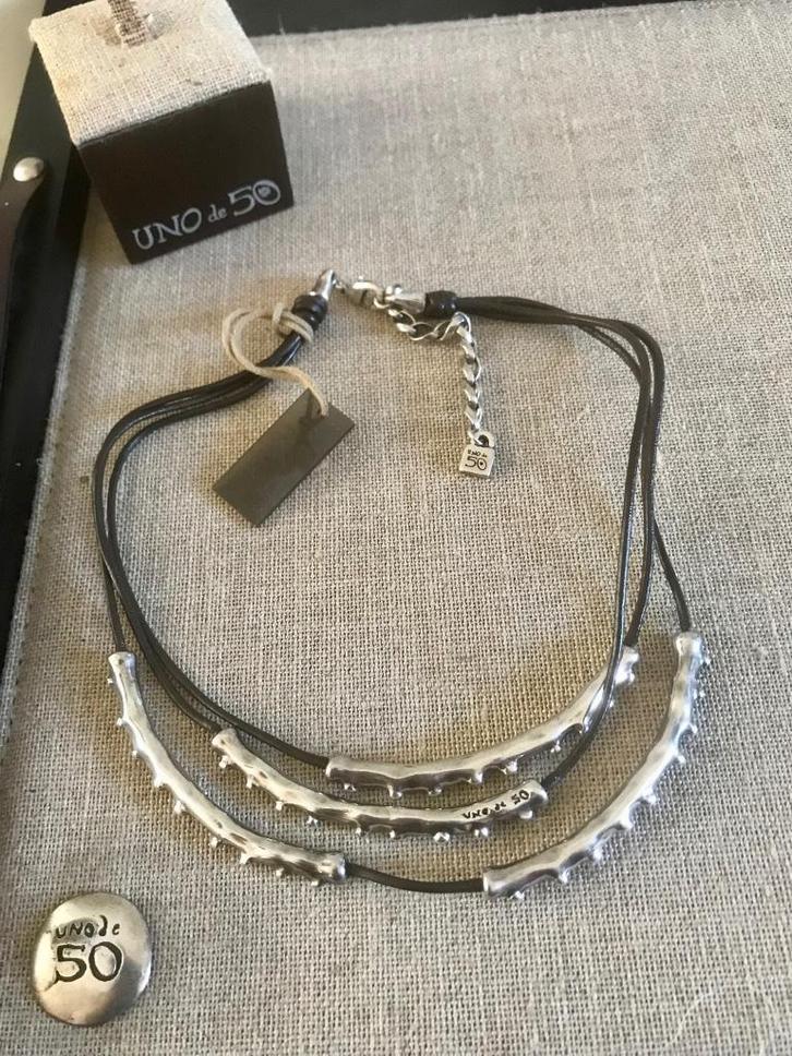 Uno de 50 ketting (83) 3 rijen, Sieraden, Tassen en Uiterlijk, Kettingen, Nieuw, Overige materialen, Zilver, Met hanger, Verstelbaar