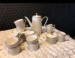 Vintage servies wit goud antiek theepot kop schotel, Ophalen of Verzenden