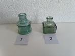 Twee brocante glazen inktpotjes, Ophalen of Verzenden