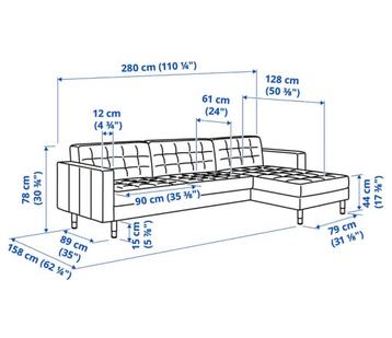 Ikea Landskrona 4 zitsbank met lounge, lichtgroen - afbeelding 5