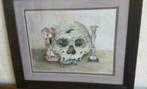 Orig. Aquarel en grafiet Vanitas memento mori, Antiek en Kunst, Ophalen