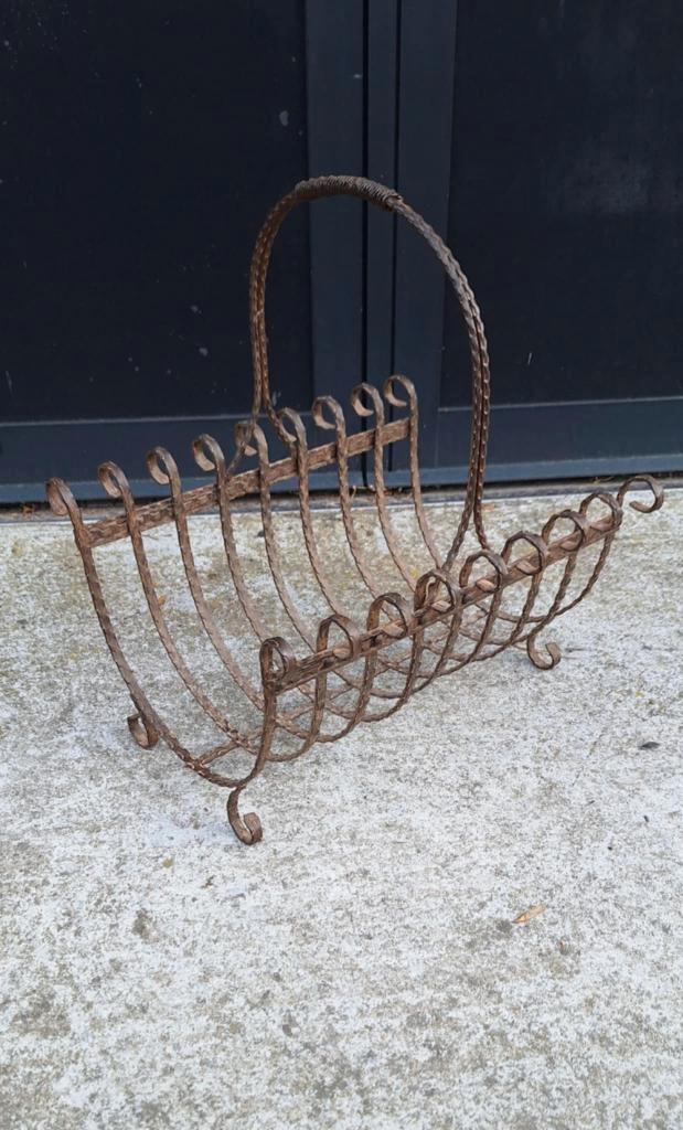 IJzeren mand met handvat, landelijke stijl., Huis en Inrichting, Woonaccessoires | Overige, Zo goed als nieuw, Ophalen