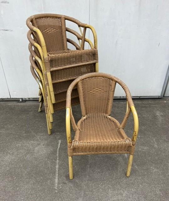 19 stuks Rotanlook Terras stoelen Stapelbaar gebruikt, Huis en Inrichting, Stoelen, Gebruikt, Vijf, Zes of meer stoelen, Kunststof