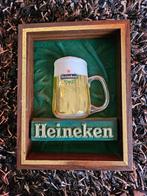 Vintage Heineken reclame bierglas in houten box, Antiek en Kunst, Ophalen of Verzenden