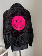 Vintage Karakul bontjas met applicatie rug, Zwart, Ophalen of Verzenden, Maat 36 (S), Onbekend