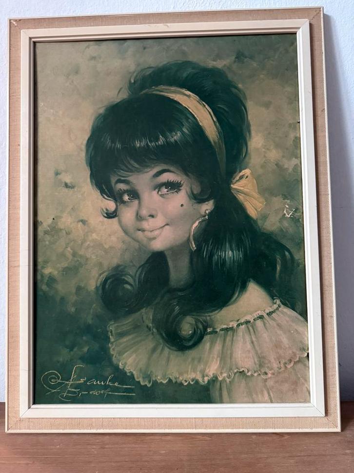 Vintage Schilderij print zigeunermeisje Rudolf Otto Franke, Antiek en Kunst, Kunst | Schilderijen | Klassiek, Ophalen of Verzenden