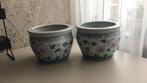 2 grote Chinese bloempotten, Tuin en Terras, Bloempotten, Ophalen, Rond, Zo goed als nieuw, Aardewerk