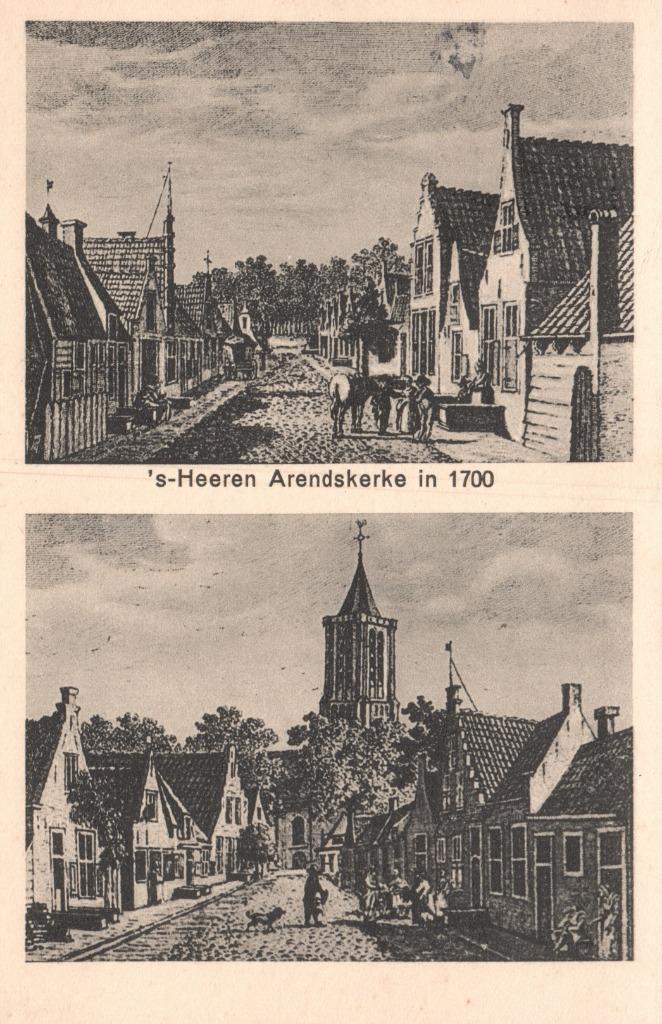 's-Heeren Arendskerke in 1700 (1938) 129199, Verzamelen, Ansichtkaarten | Nederland, Gelopen, Zeeland, 1920 tot 1940, Ophalen of Verzenden