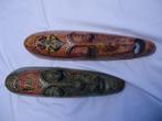 Set van 2 beschilderde maskers - indonesisch houtsnijwerk, Antiek en Kunst, Ophalen of Verzenden