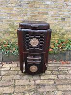 Artdeco bruin geëmailleerde gietijzeren Godin kachhel, Huis en Inrichting, Kachels, Ophalen, Gebruikt, Vrijstaand, Hout